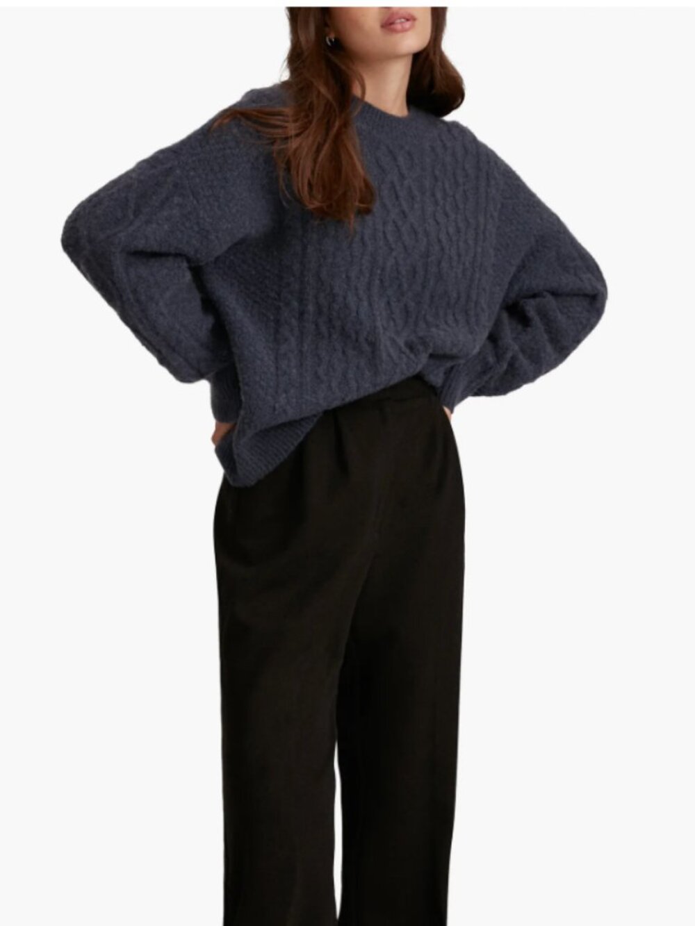 Favorite Daughter Oversized Cable Knit Sweater M Navy